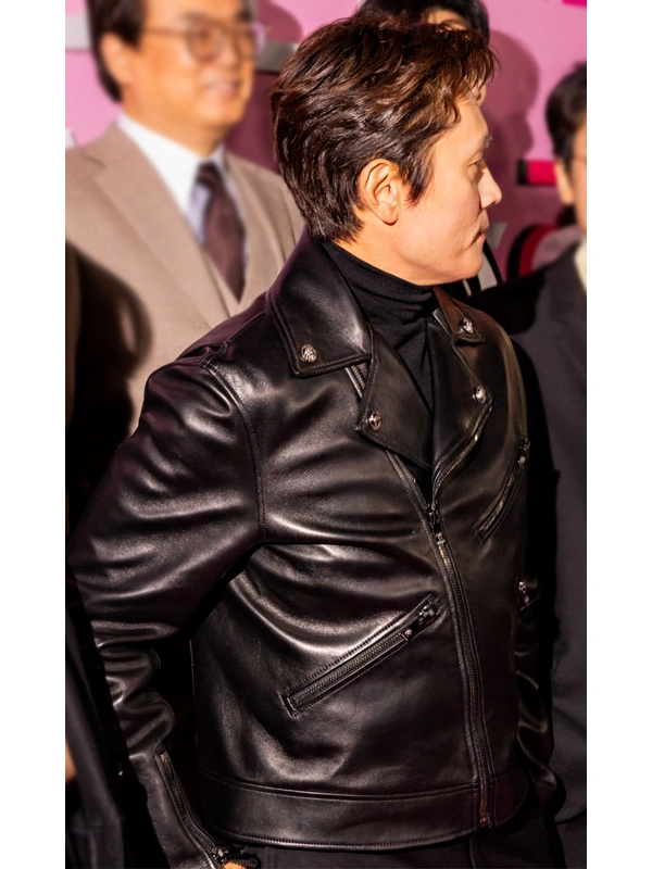 Squid Game S02 Lee Byung-hun Front Man Black Leather Jacket