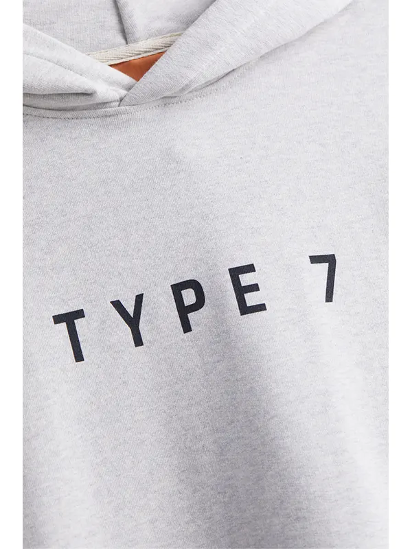 TYPE 7 Text Logo Hooded Sweatshirt Grey