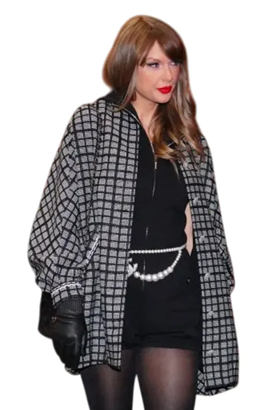 Taylor Swift Black And White Tweed Coat