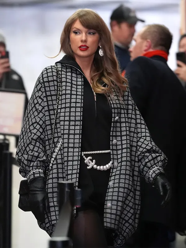 Taylor Swift Black And White Tweed Coat