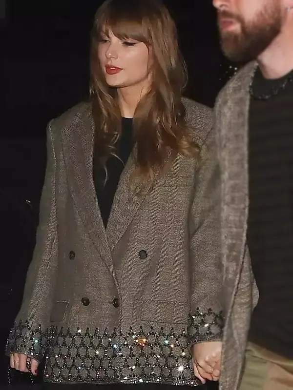 Taylor-Swift-Crystal-Cage-Oversized-Blazer-Brown