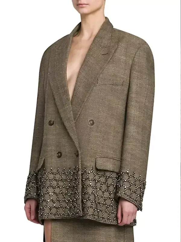 Taylor-Swift-Stella-Mccartney-Crystal-Cage-Oversized-Blazer-Brown