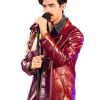 Times Square Performance Joe Jonas Leather Jacket Burgundy