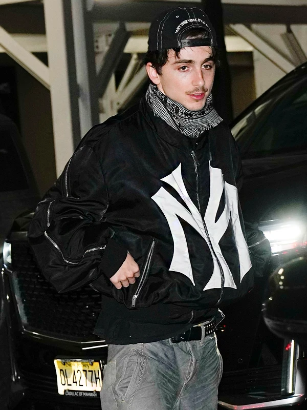 Timothée Chalamet Mowalola Black My City Bomber Jacket