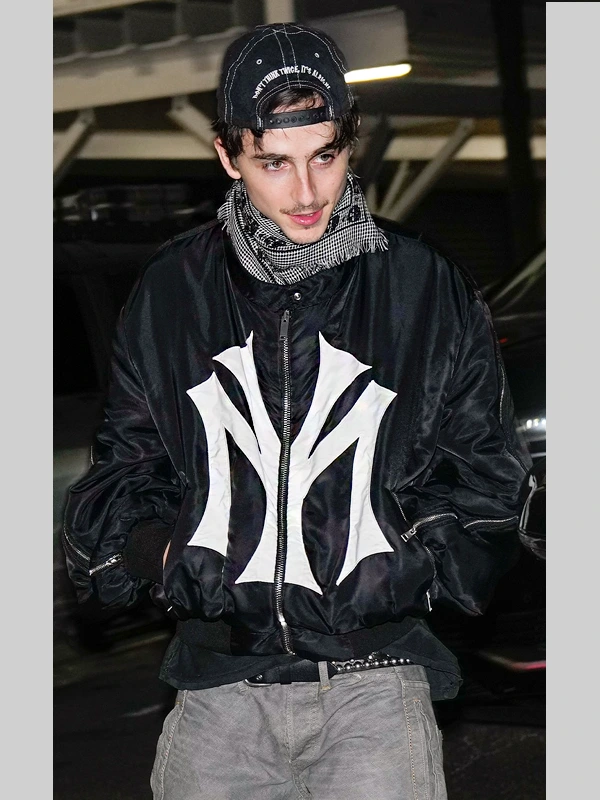 Timothée Chalamet Mowalola Runway My City Black Bomber Jacket