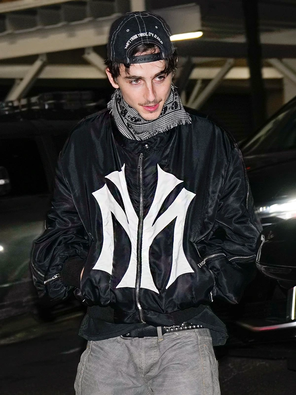 Timothée Chalamet Mowalola Runway My City Bomber Jacket Black