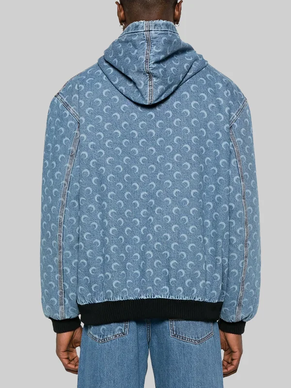 Timothee Chalamet SNL Moon-Print Hooded Denim Jacket