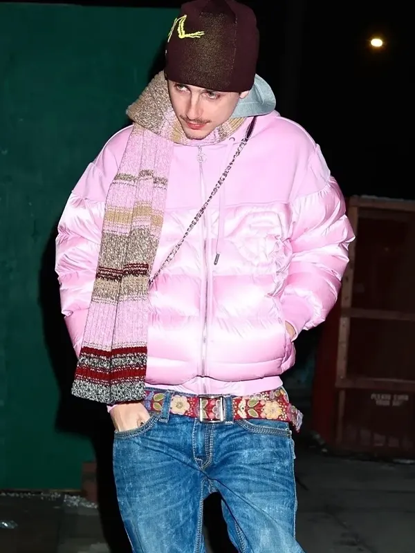 Timothee-Chalamet-Telfar-Pink-Puffer-Coat