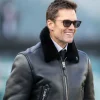 Tom Brady NFC Wild Card Playoffs Black Leather Jacket