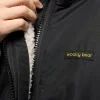 Woolly Bear Hooded Shearling Coat Black