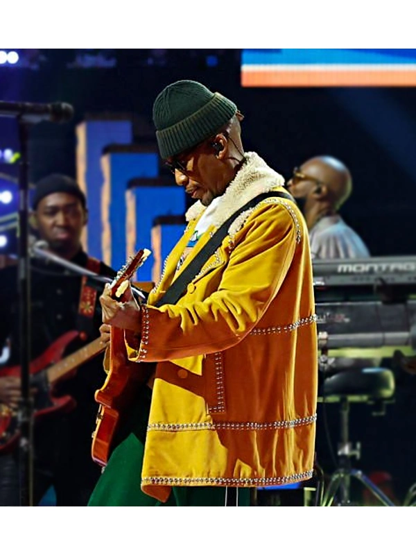 2025 NBA All-Star Game Raphael Saadiq Mustard Suede Jacket