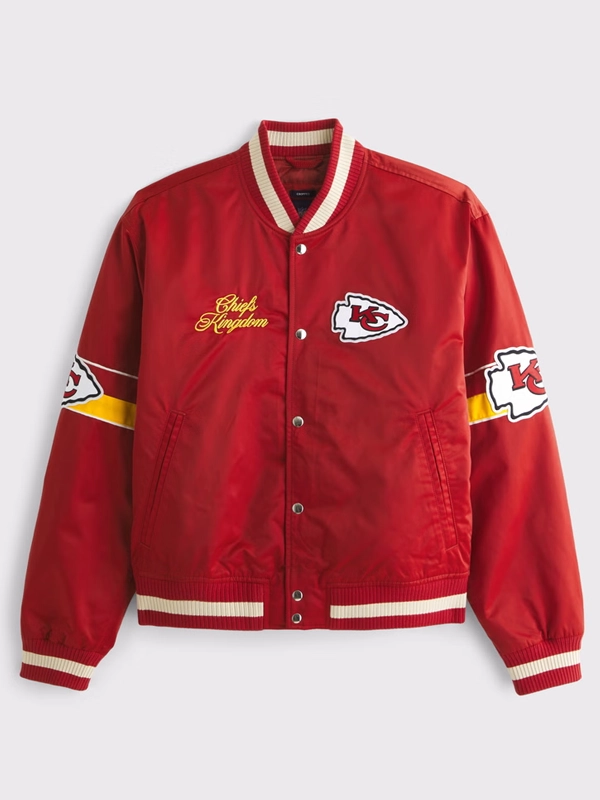 Abercrombie Chiefs Varsity Bomber Jacket Red