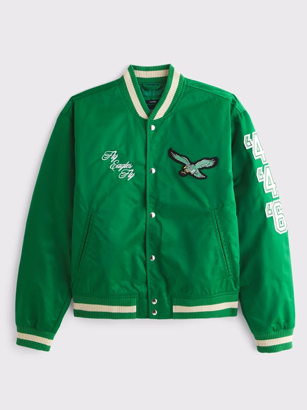 Abercrombie Eagles Varsity Bomber Jacket Green