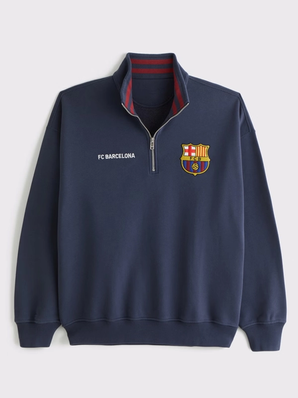 Abercrombie FC Barcelona Graphic Half-Zip Sweatshirt Blue