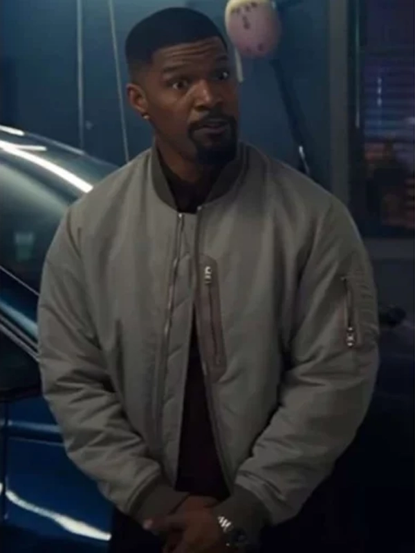 Back in Action Jamie Foxx Grey Bomber Jacket