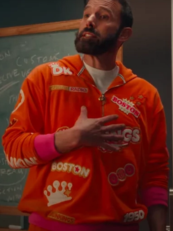 Ben Affleck Super Bowl Commercial 2025 Dunkings Orange Track Jacket