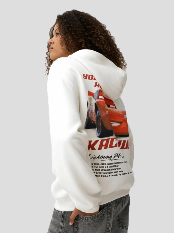 Bershka Cars Hoodie White