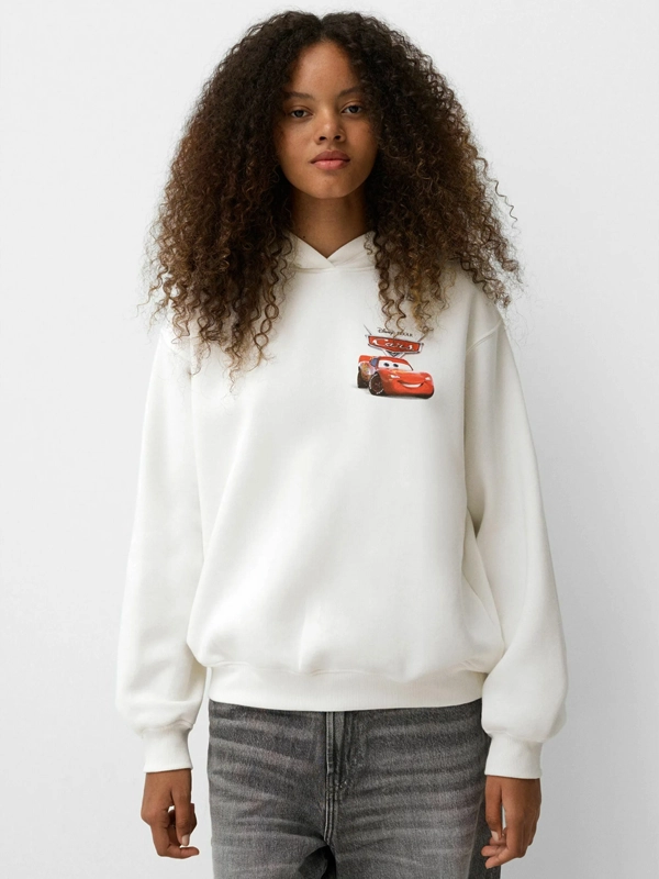 Bershka Cars White Hoodie