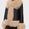 Charlotte Simone Taylor Swift Black Leather Fur Coat Jacket