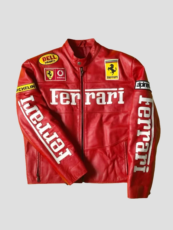 Ferrari Motorcycle Red Racing Leather Jacket