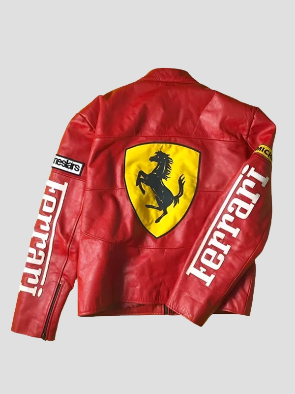 Ferrari Red Leather Motorcycle Racing Jacket