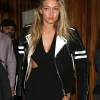 Gigi Hadid Black & White Biker Leather Jacket