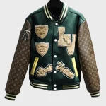 Green and Brown LV Varsity Jacket