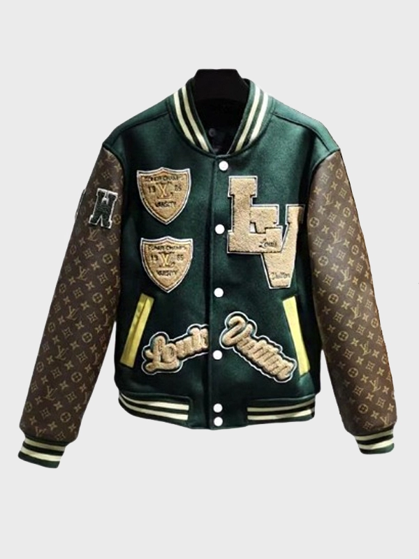 Green and Brown LV Varsity Jacket Atelier Fight Camp