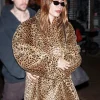 Hailey Bieber Leopard Faux Fur Coat