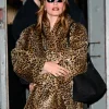 Hailey Bieber Leopard Print Fur Coat