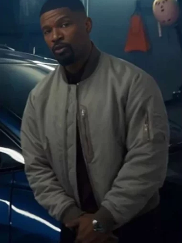 Jamie Foxx Back in Action Bomber Jacket Grey