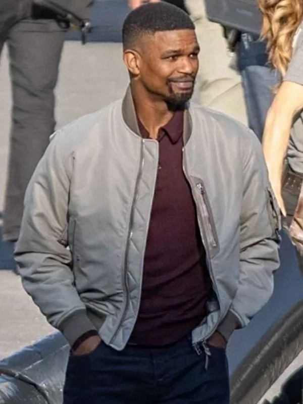 Jamie Foxx Back in Action Grey Bomber Jacket