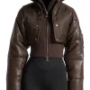 Manière De Voir Cropped Puffer Jacket Brown