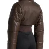 Maniere De Voir Leather and Nylon Layered Puffer Jacket - Brown