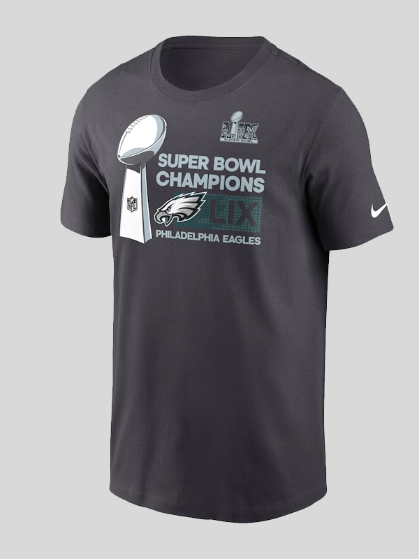 Men's Nike Anthracite Philadelphia Eagles Super Bowl LIX Champions Locker Room Trophy Collection T-Shirt