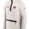 Men's Nike Cream Kansas City Chiefs Super Bowl LIX Opening Night Tech Fleece Half-Zip Top Jacket