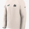 Men's Nike Cream Philadelphia Eagles Super Bowl LIX Opening Night Tech Fleece Pullover Sweatshirt