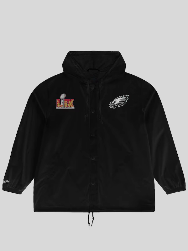 Mitchell & Ness Eagles Super Bowl LIX Champions Windbreaker Jacket Black