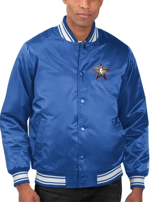 NBA-All-Star-Game-Starter-Royal-Satin-Varsity-Jacket Blue