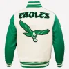 NFL Philadelphia Eagles White & Green Retro Varsity Jacket