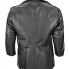 NYPD Black Cowhide Leather Long Jacket