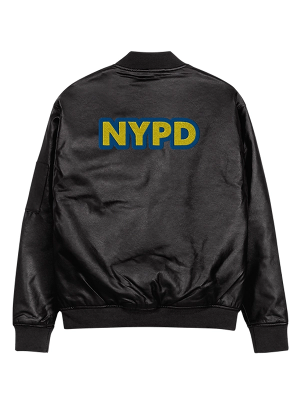 NYPD Black Leather Bomber Jacket