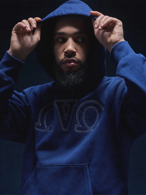 Omega Contrast Stitch OVO Hoodie Blue