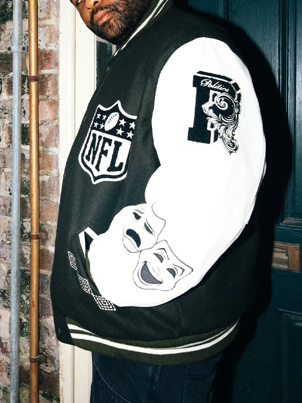 Politics-x-NFL-Origins-Letterman-Varsity-Jacket-Black-and-White