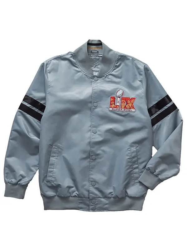 Super-Bowl-LIX-Full-Snap-Satin-Gray-Jacket