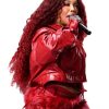 Super Bowl LIX Halftime Show SZA Leather Jacket Red