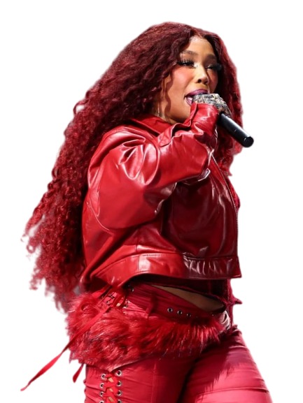 Super Bowl LIX Halftime Show SZA Leather Jacket Red