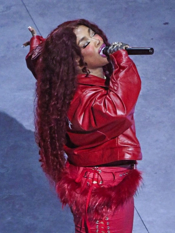 Super Bowl LIX Halftime Show SZA Red Leather Jacket