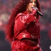 Super Bowl LIX SZA Red Leather Jacket