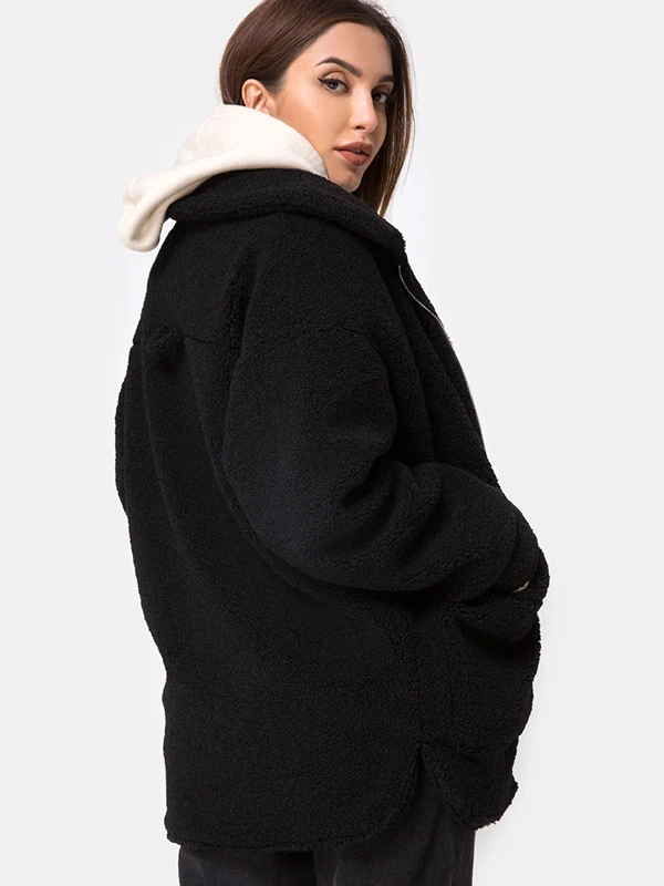 Teddy Bear Wool Black Coat